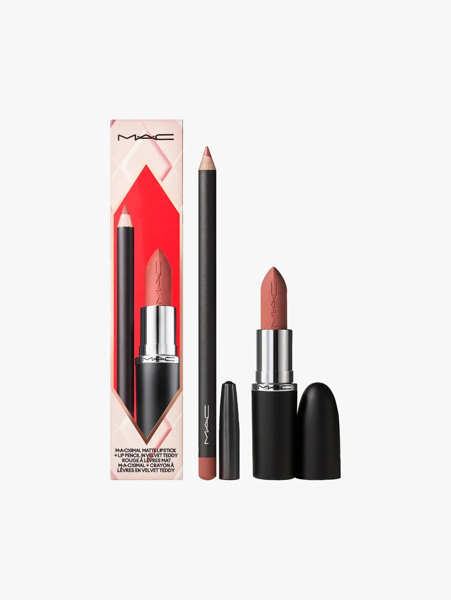 MAC TOPSY TEDDY LIP KIT (Macximal matte lipstick + lip pencil)