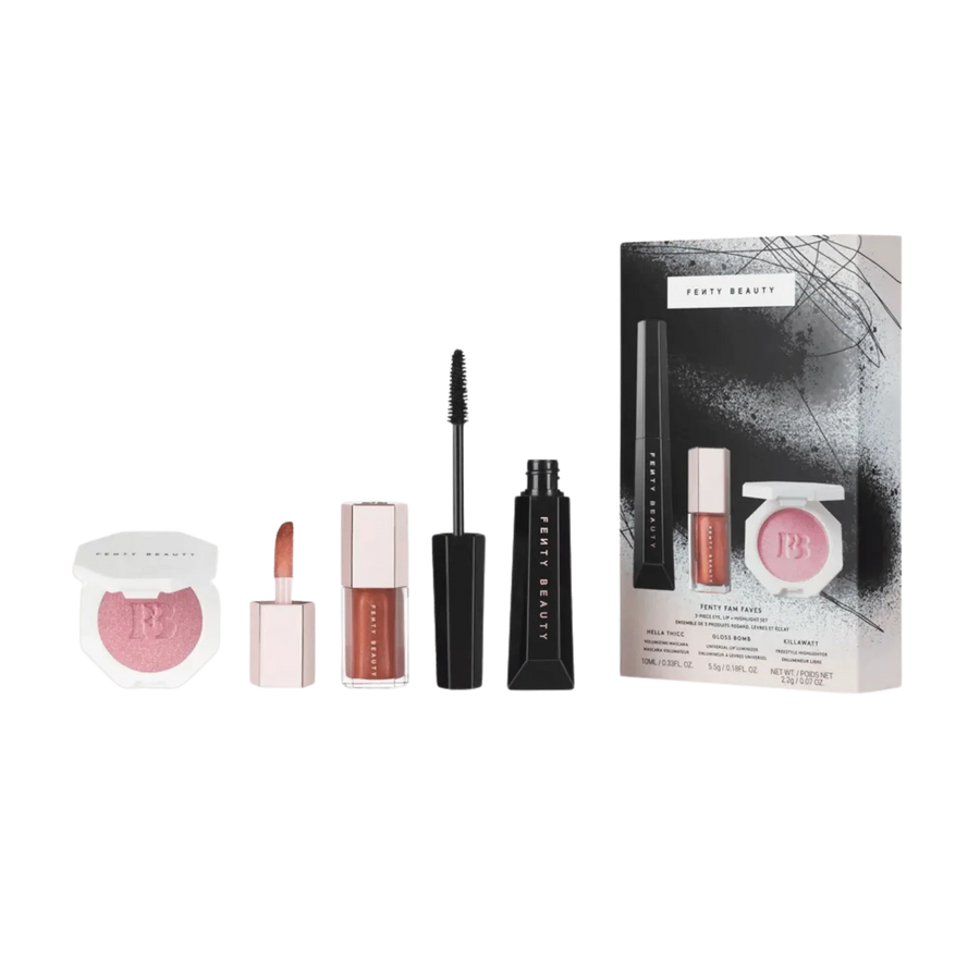 FENTY BEAUTY FENTY FAM FAVES 3-PIECE EYE, LIP + HIGHLIGHTER SET